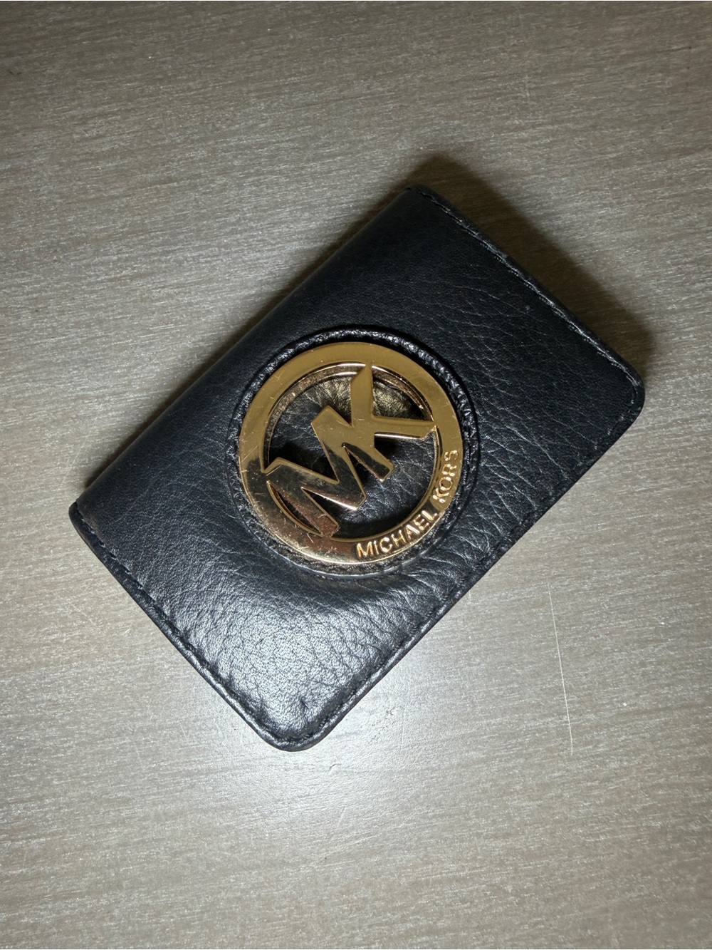 Michael Kors Small Black Leather Wallet Credit Card Holder Compact Slim Case